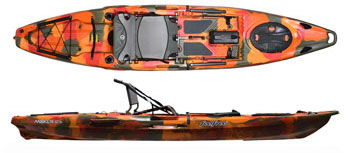 Feelfree Moken 12.5 V2 Sit On Top Fishing Kayak in Fire Camo Red/Orange Camo
