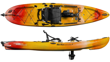 Ocean Kayak Malibu PDL Pedal Drive Short Sit On Top Fishing Kayak Ideal For Solo Use In Sunrise Colour From Norfolk Canoes Ocean Kayak Store UK