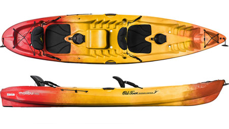 Ocean Kayak Malibu Two Tandem Family Sit On Top Kayak For Family or Solo Paddling Sunrise Colour From Norfolk Canoes UK