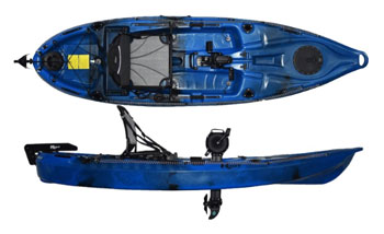 Riot Mako 10 Fishing Sit On Top Kayak With Pedal Drive System Neptune Blue Black Colour