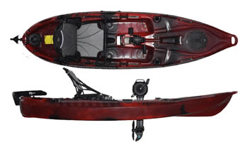 Riot Mako 10 Pedal Drive Propeller Sit On Top Fishing Kayak Red Black Or Fire Storm