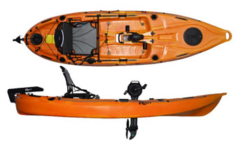 Riot Mako 10 Pedal Drive Affordable Sit On Top Kayak Sunset Yellow Orange