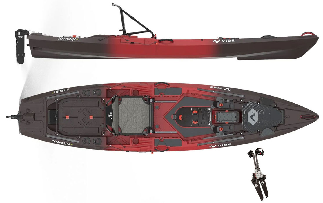 Vibe Kayaks Shearwater 125 X-Drive Pedal Drive Pro Level Fishing Sit on Top Kayak For Sale At Norfolk Canoes