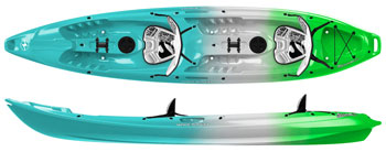 WaveSport Scooter XT Double Family Sit On Top Kayak For All Waters Tropic Blue, White, Lime